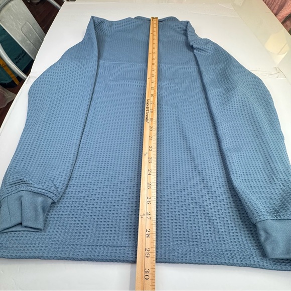 Straight Down Pullover Men's Small Blue Waffle Knit Petrol Optic 1/4 Zip Golf - Picture 9 of 12